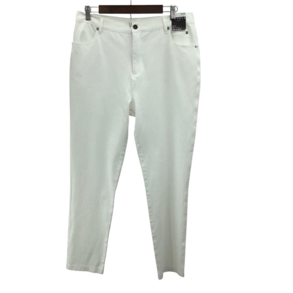 MARBLE Women's High Rise Slim Ankle White Jeans